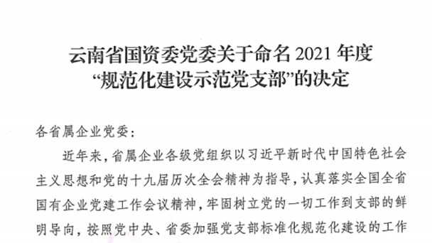 热烈祝贺！云煤（294俄罗斯专享会登录）集团所属2个党支部被命名为省国资委2021年度“规范化建设树模党支部”